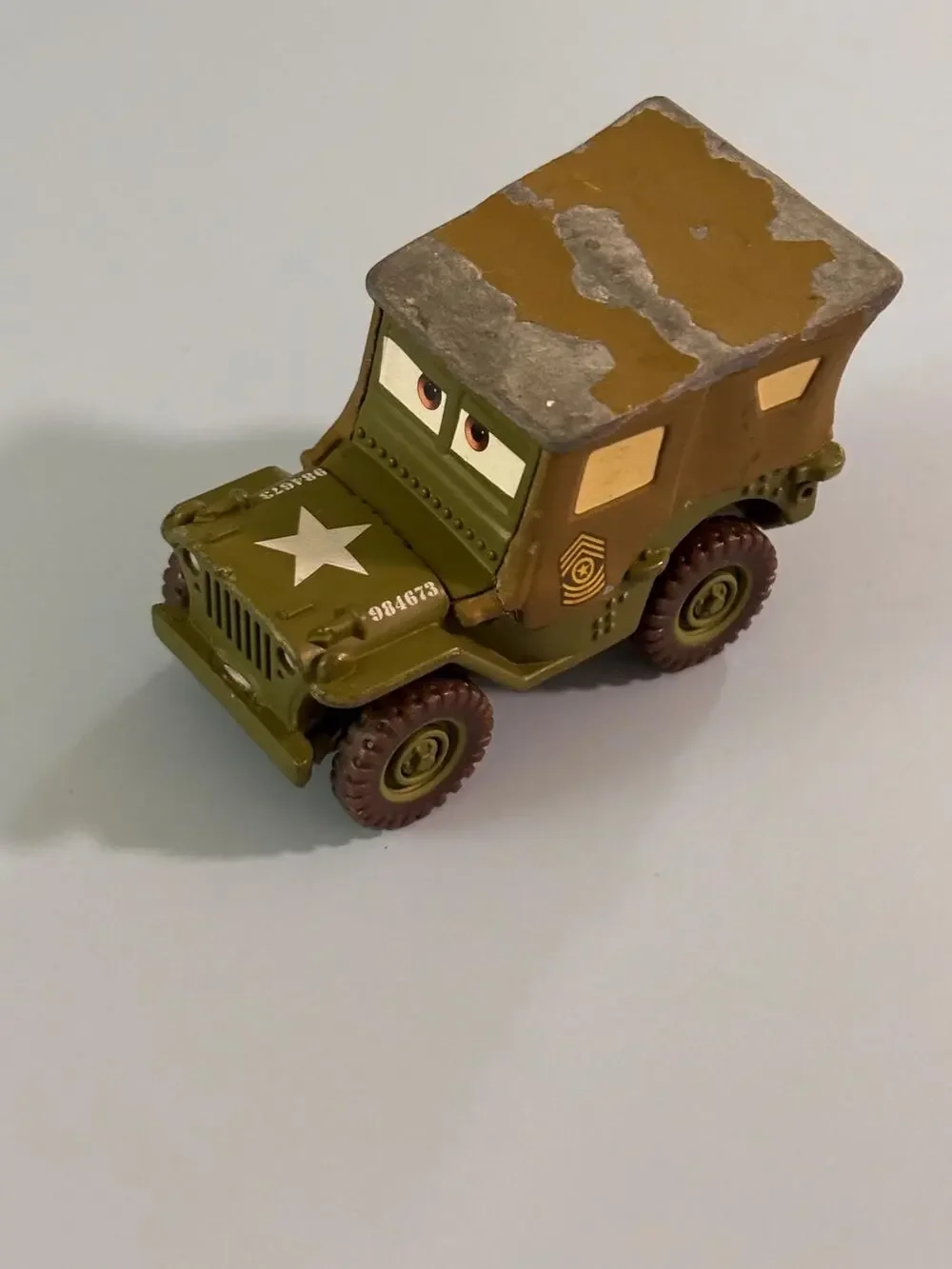 Disney Pixar Cars Sarge 42 Willys Army Jeep Diecast Mattel 1:55 Military Vehicle